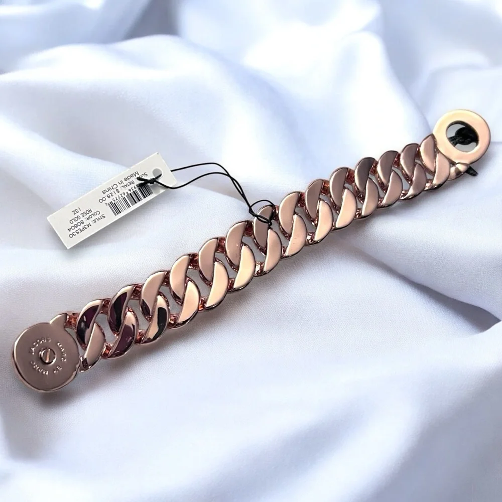 New Marc by Marc Jacobs Rose Gold Bracelet Dust Bag Metal Link Luxury - Picture 6 of 9